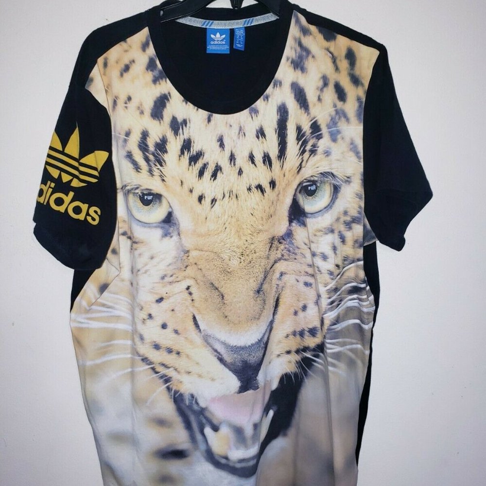 Womens Adidas Short Sleeve Cheetah T-Shirt Size XL